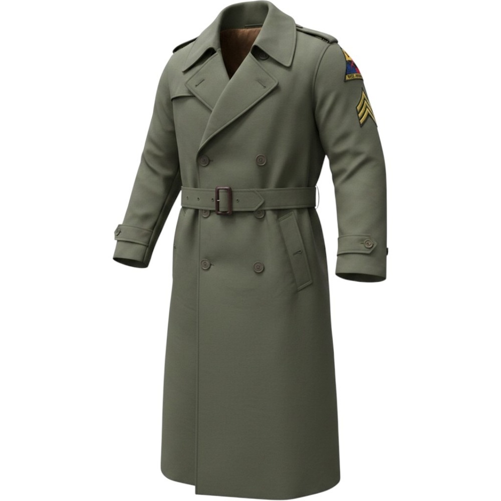Vintage Korean War-Era U.S. Army M-1951 Field Trench Coat 1st Armored Div. 36R